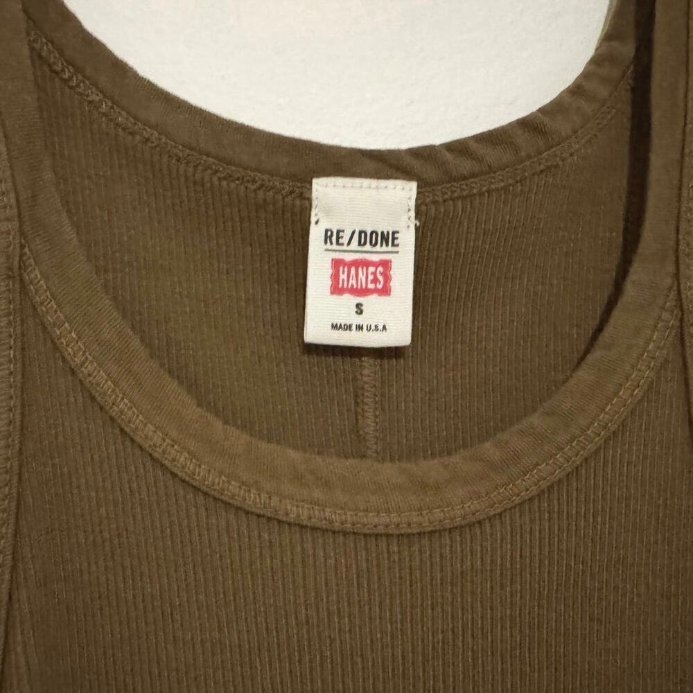 RE/DONE x Hanes Ribbed Tank Top Fatigue Size Small Minimalist Cotton Baby Tank - Picture 2 of 5